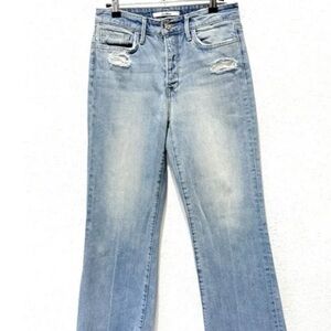 Wide Leg Crop Distressed Women's Jeans
